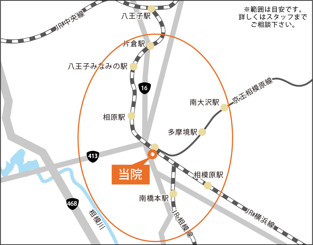 車で15分圏内マップ